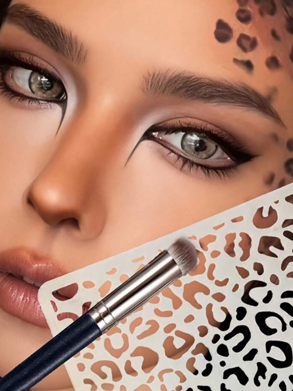 1pc Sexy Hollow Leopard Print Template, Leopard Print Stencil Makeup Tool, Suita
